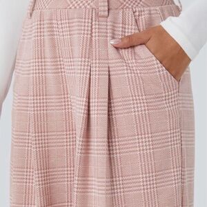 HALARA Pink Plaid High Waisted Wide Leg Houndstooth Pants